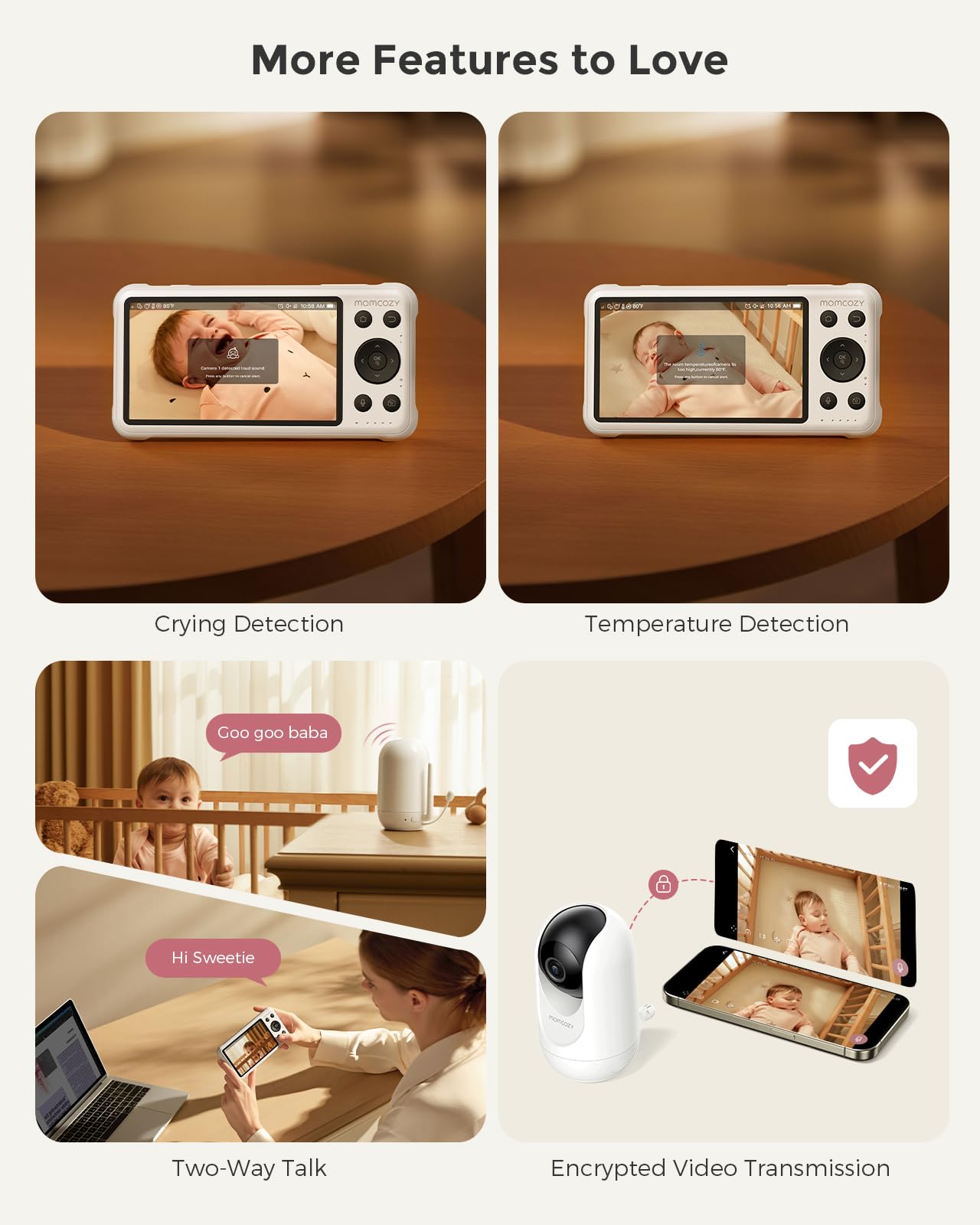 Momcozy familia compartiendo acceso remoto y vigilando desde app