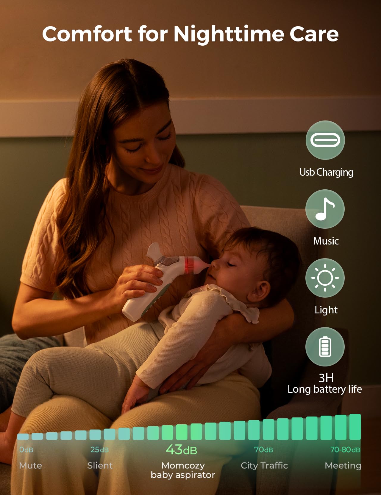 Momcozy tamaño comparado con mano demostrando producto compacto portátil