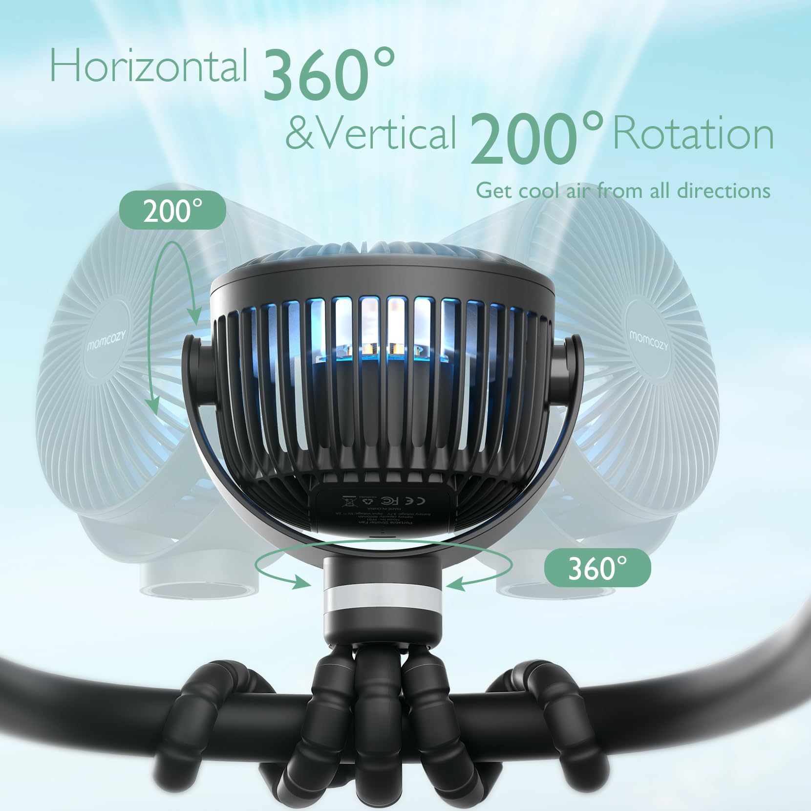 Momcozy comparación de escala con manos demuestra tamaño compacto portátil