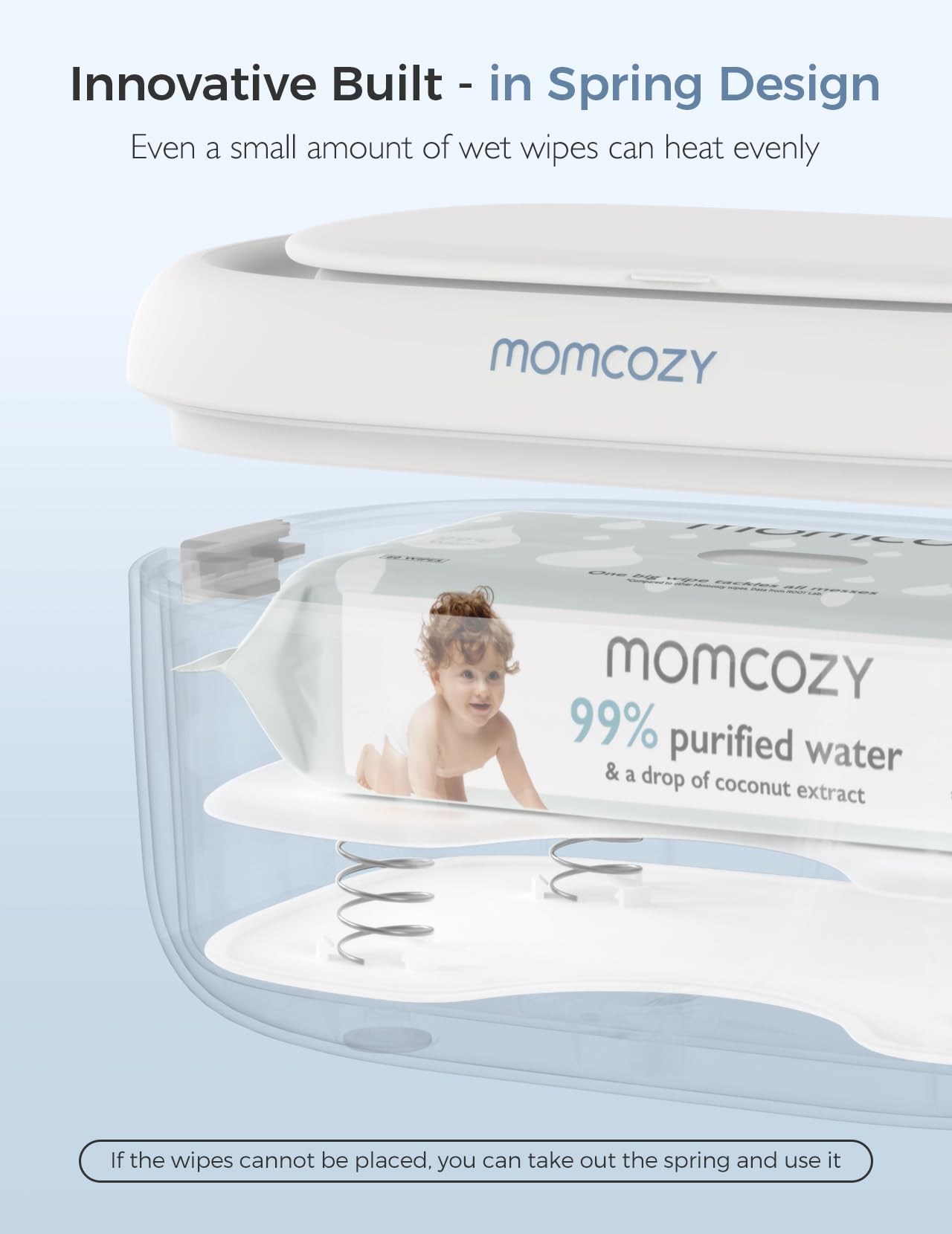 Momcozy detalle de la tapa con sello de silicona que conserva humedad