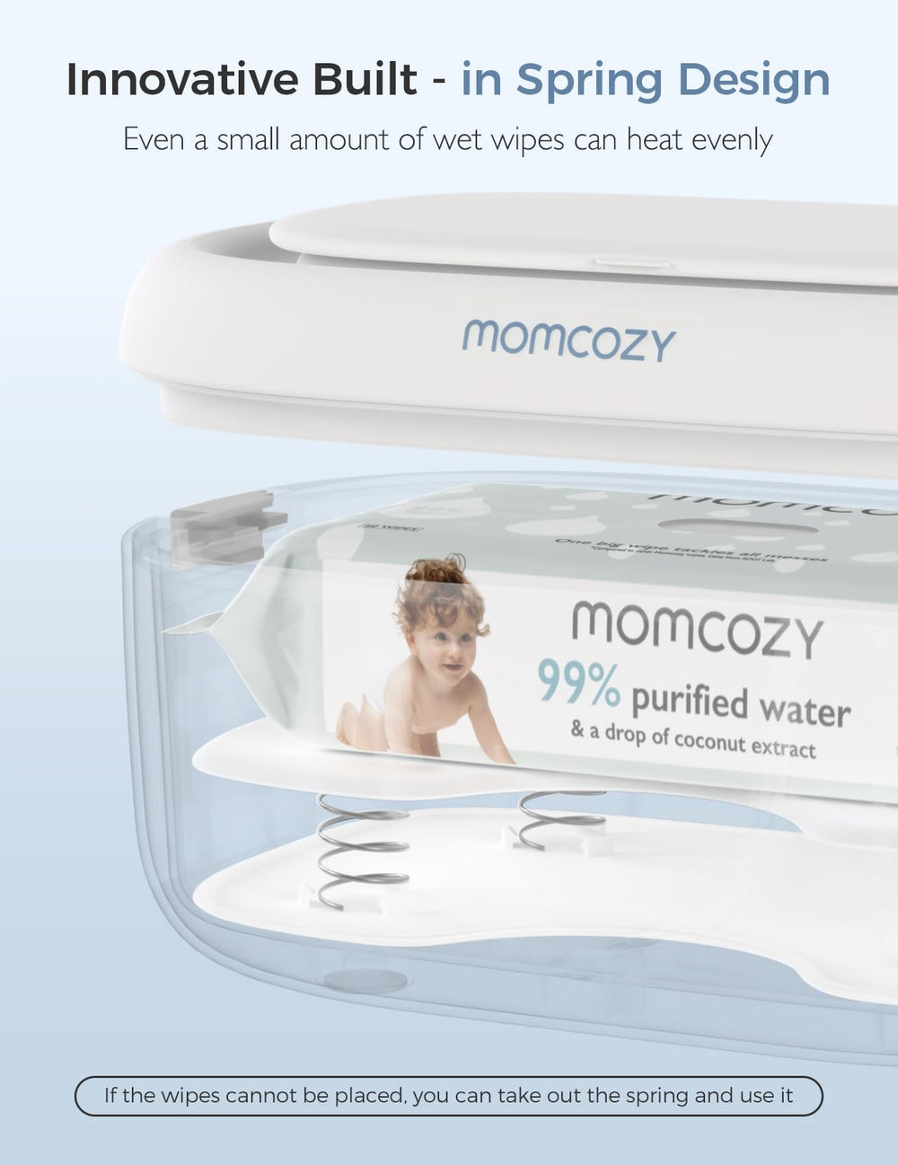 Momcozy detalle de la tapa con sello de silicona que conserva humedad
