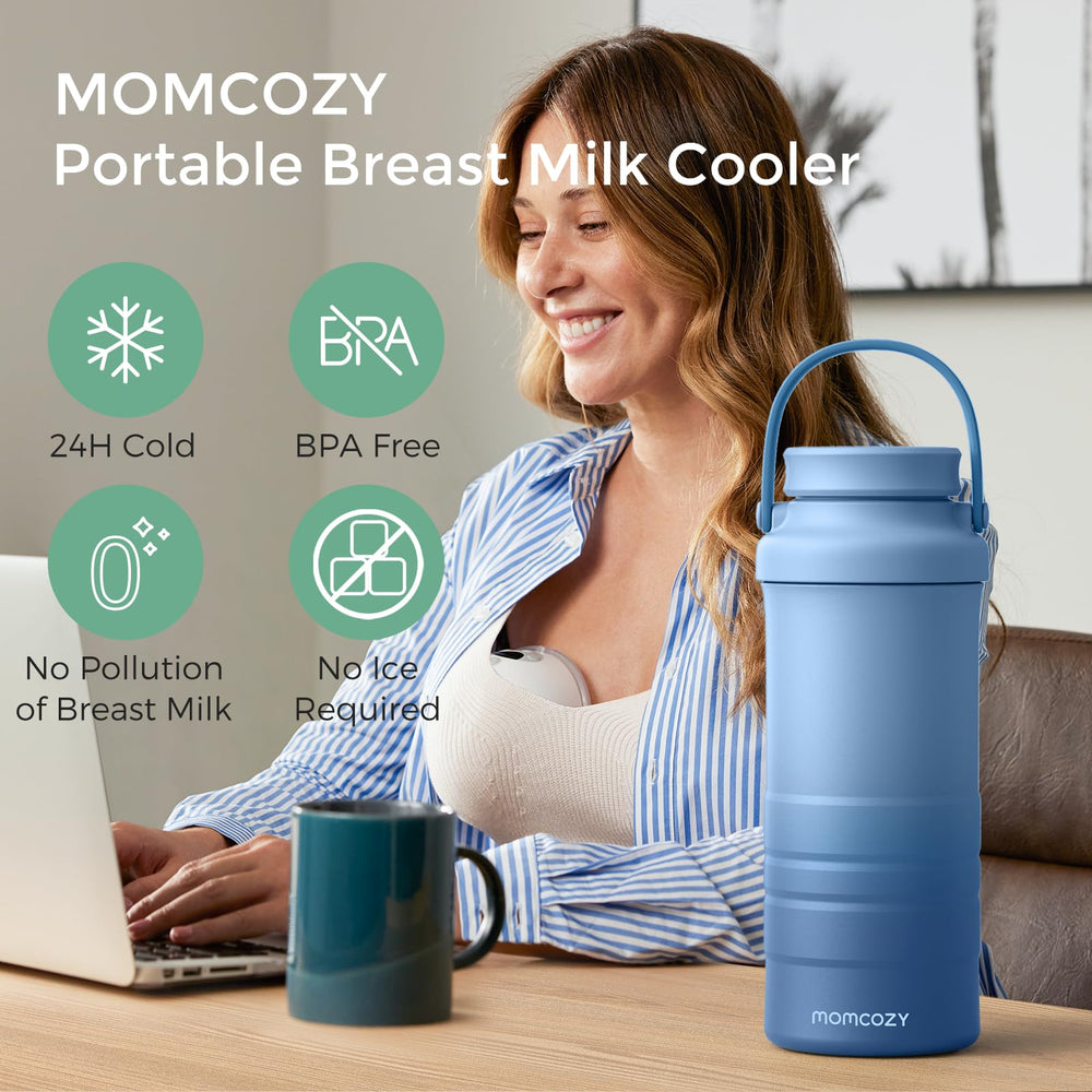 Momcozy detalle del tubo de enfriamiento 360° que prolonga temperaturas frías