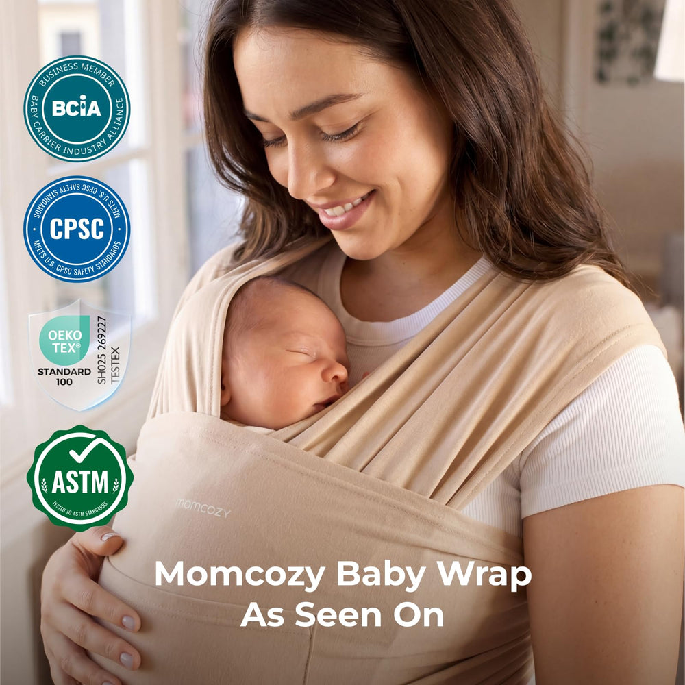 Momcozy comparación de escala mostrando tamaño y capacidad de carga