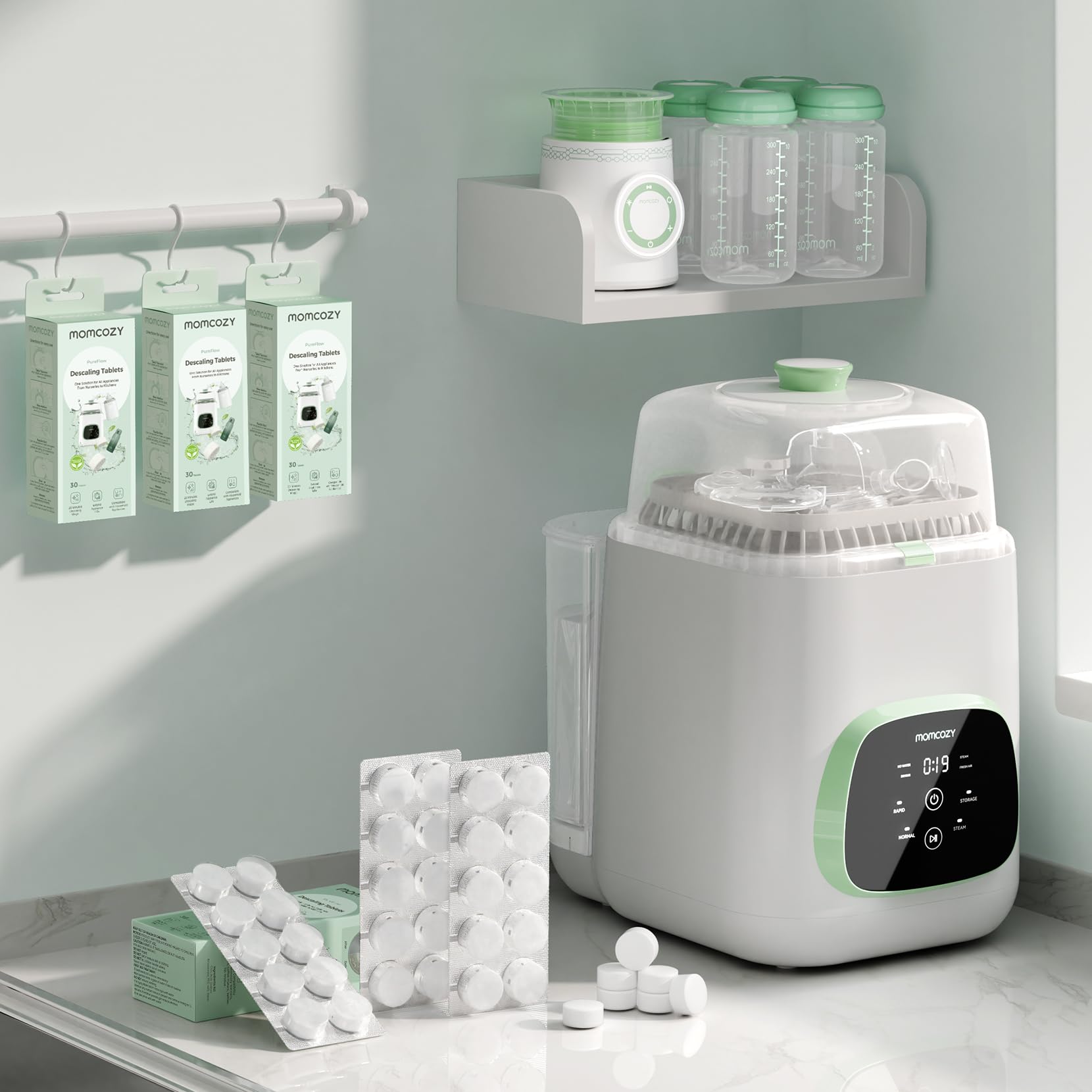 Momcozy etiqueta del producto con instrucciones claras y seguras