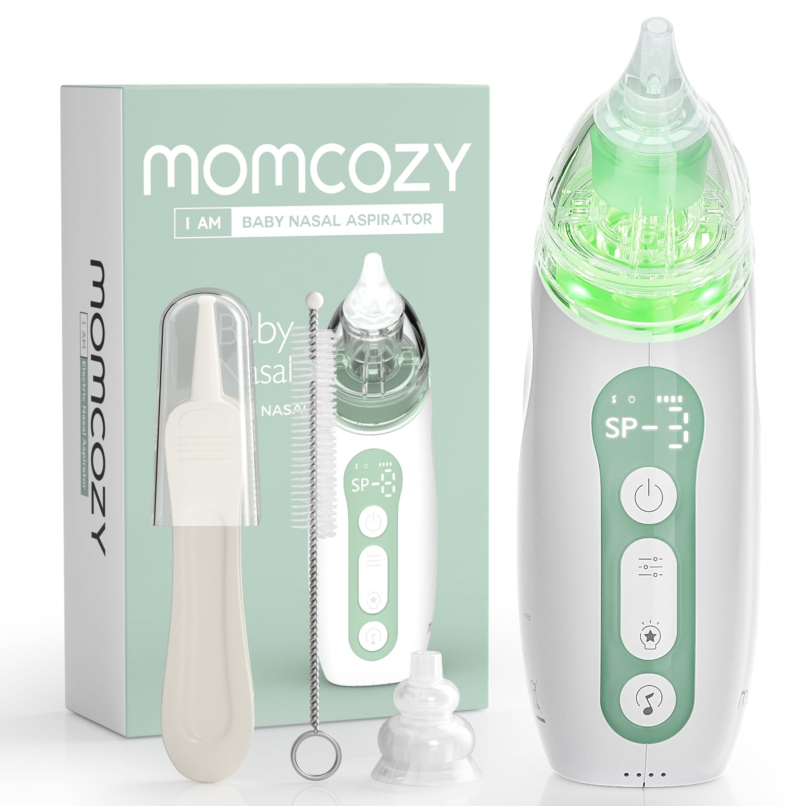 Momcozy dispositivo frontal mostrando controles y diseño ergonómico
