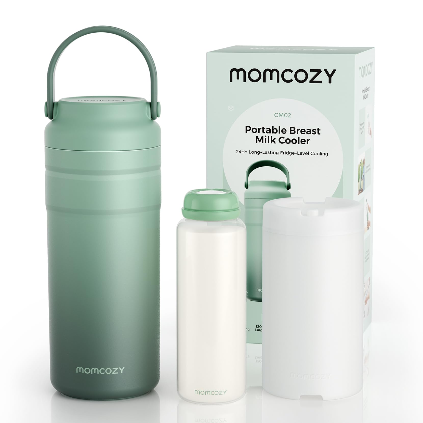 Momcozy vista frontal del enfriador portátil para transporte seguro