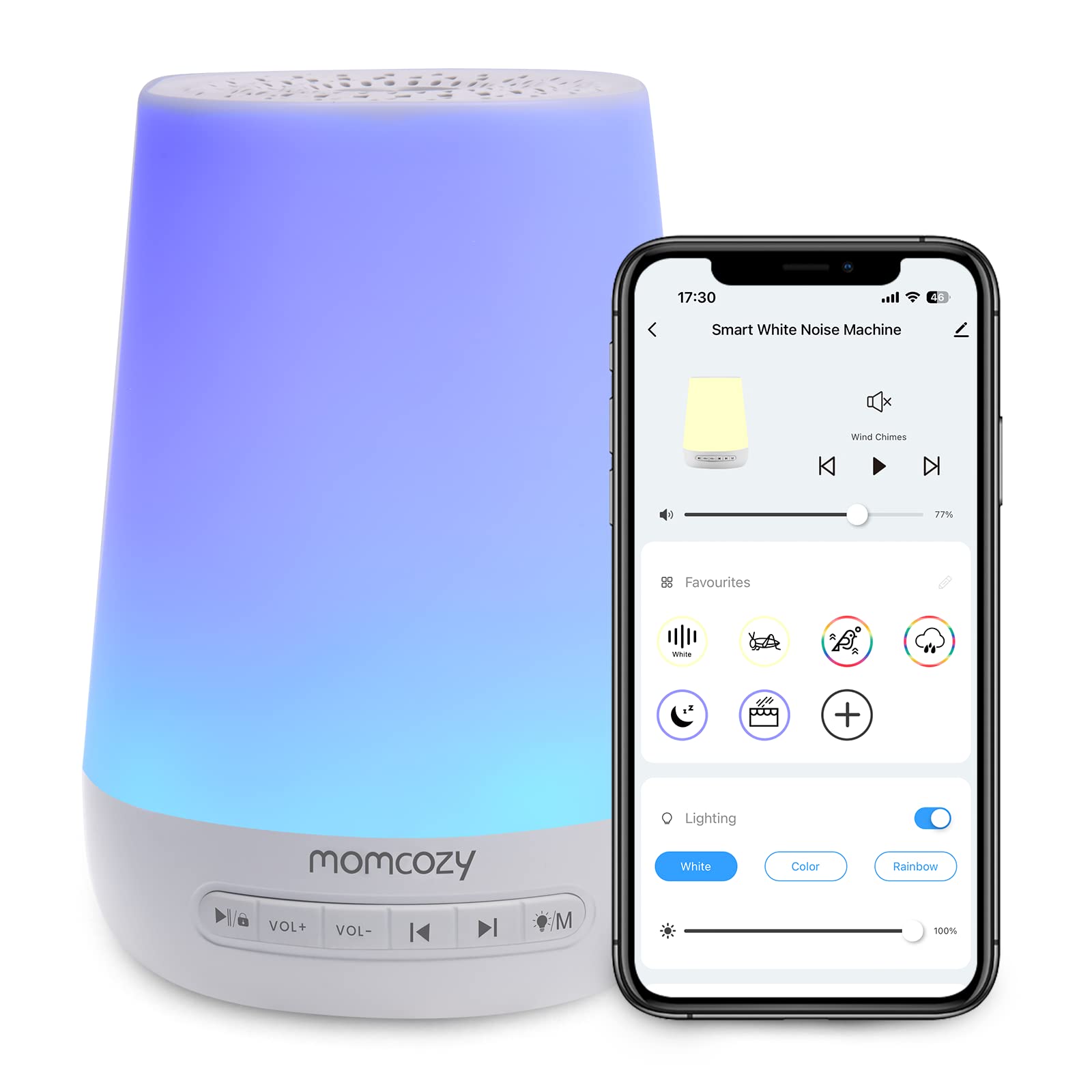 Momcozy vista frontal del dispositivo con diseño compacto y facilidad de uso