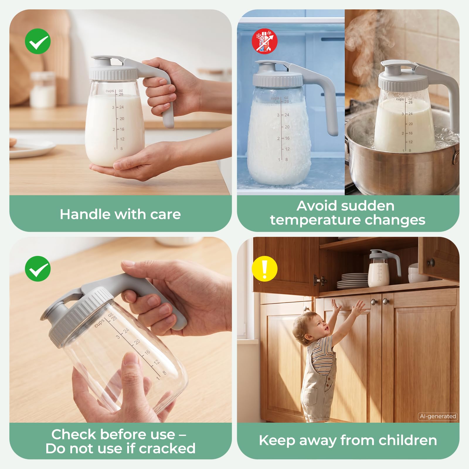 Momcozy primer plano del vidrio borosilicato resistente y limpio