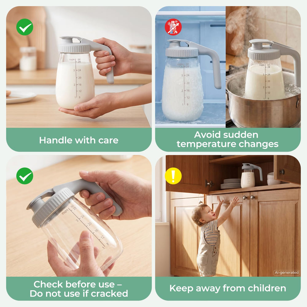 Momcozy primer plano del vidrio borosilicato resistente y limpio