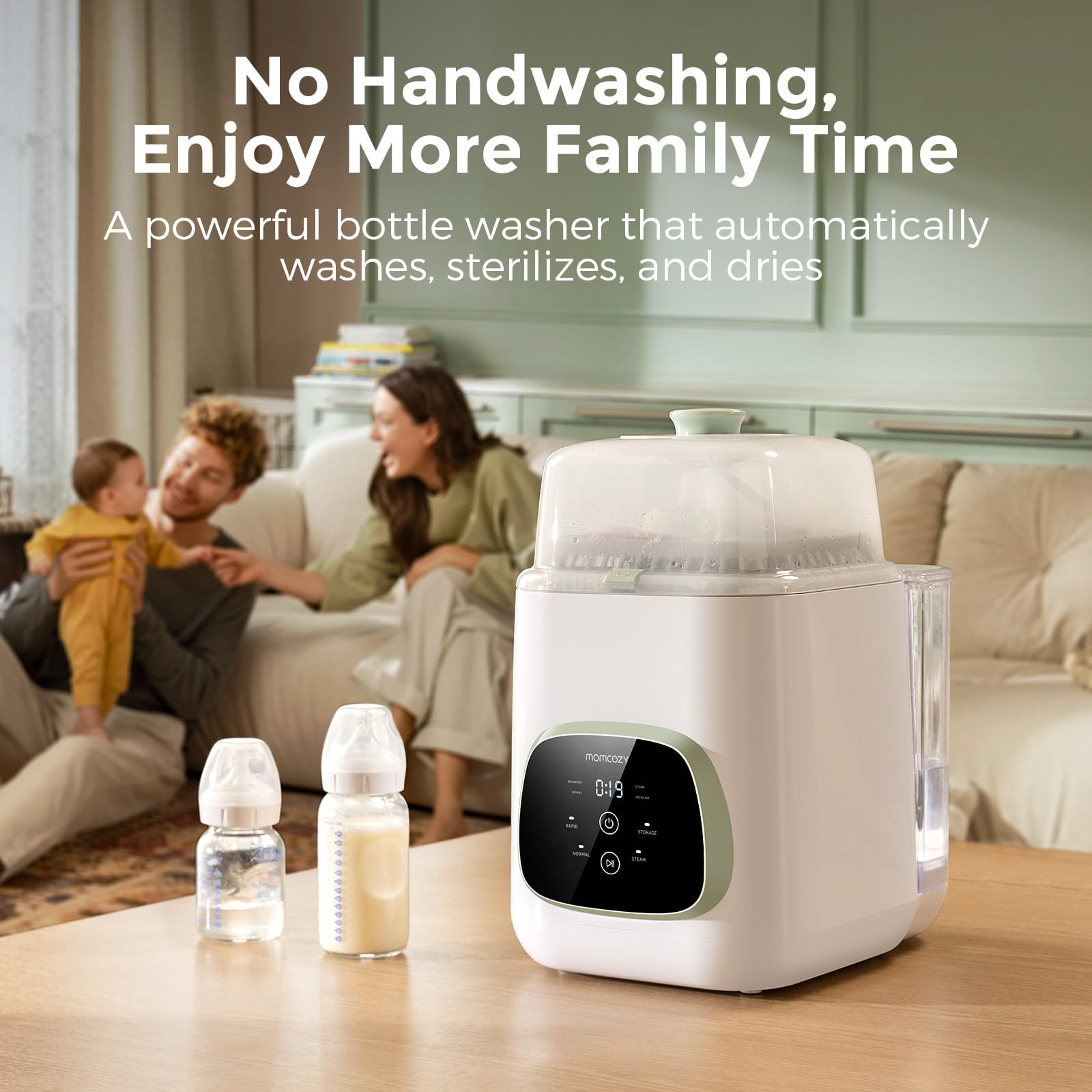 Momcozy KleanPal Pro detalle interior con chorros que garantizan limpieza profunda