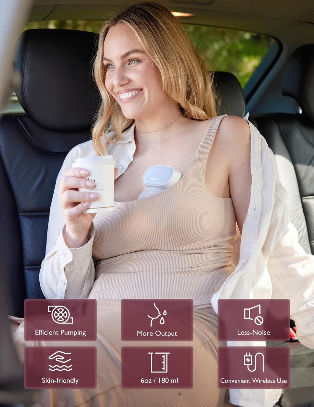 Momcozy S9 Pro pantalla LED y botones de silicona, control fácil y silencioso