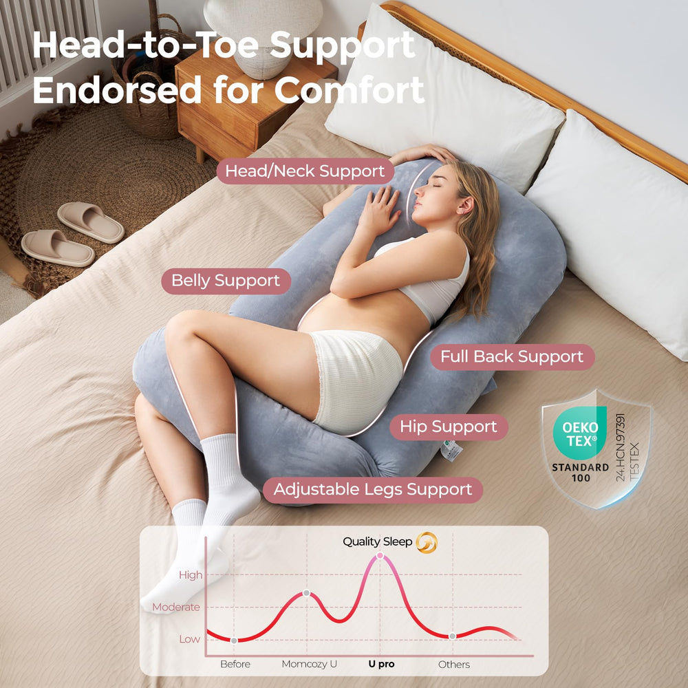 Momcozy detalle de textura de funda certificada OEKO-TEX para piel sensible