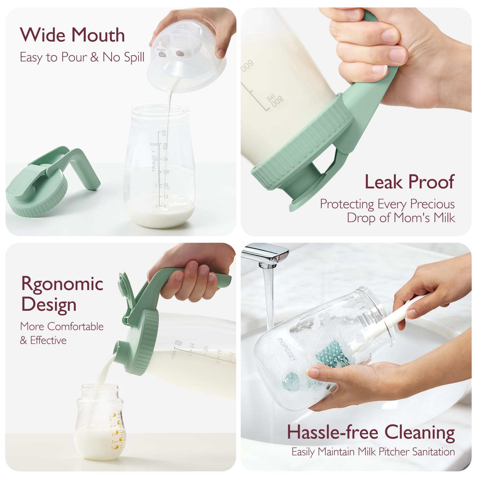 Momcozy primer plano vidrio borosilicato resistente y liso
