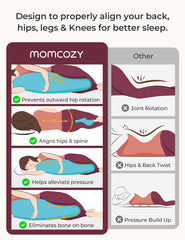 Momcozy mujer embarazada usando almohada en J y mejor postura