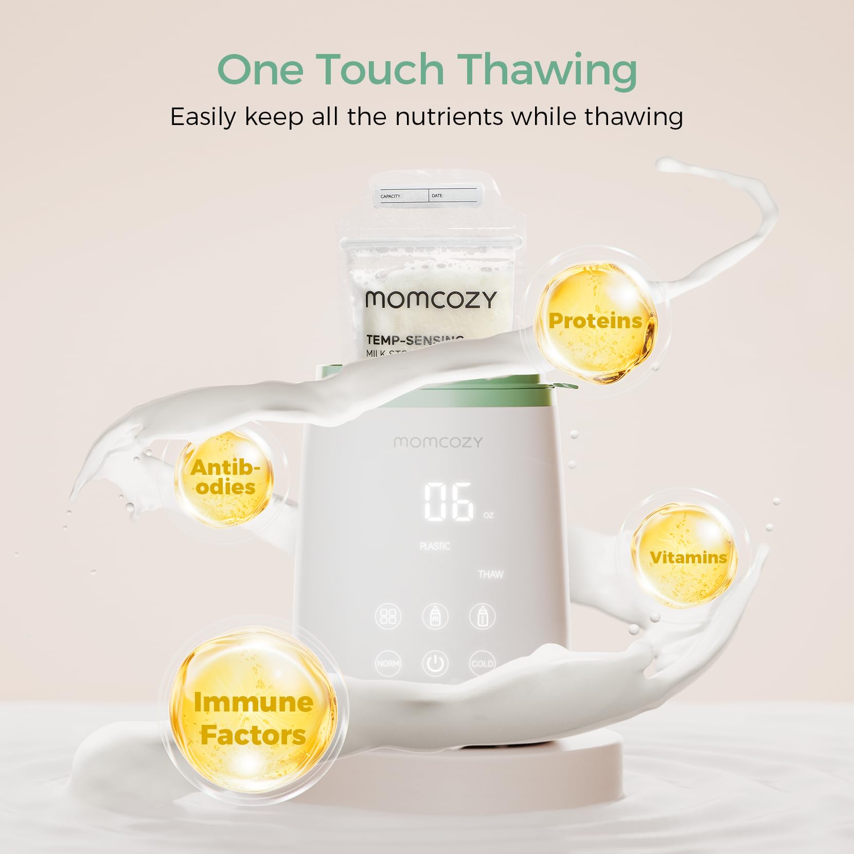 Momcozy generando vapor para esterilizar biberones y tarros higiénicamente