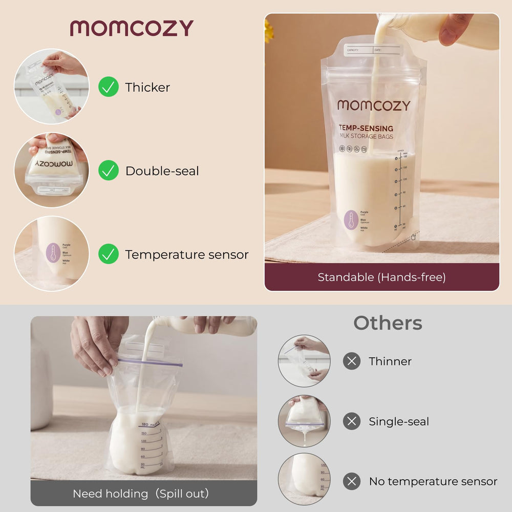Momcozy vertido higiénico desde la bolsa, evita contaminación de la leche