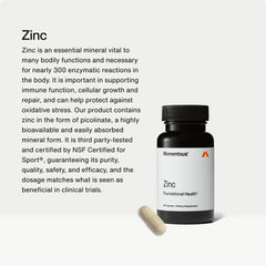 Capsula de Momentous Zinc Picolinate en primer plano mostrando tamaño y acabado