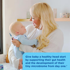 Mommy's Bliss gotas mezcladas en biberón ilustrando administración cómoda
