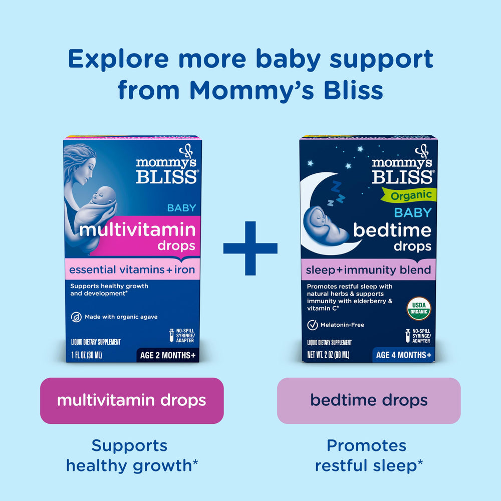Mommy's Bliss etiqueta con ingredientes y recomendaciones de conservación