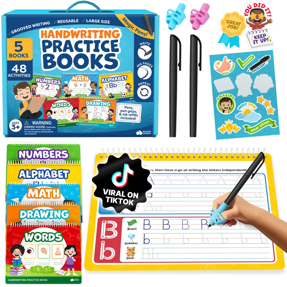 Momo & Nashi paquete frontal mostrando todos los componentes y beneficios