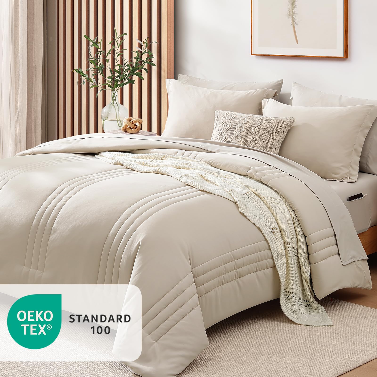Monbix conjunto montado en cama decorada para ambiente acogedor