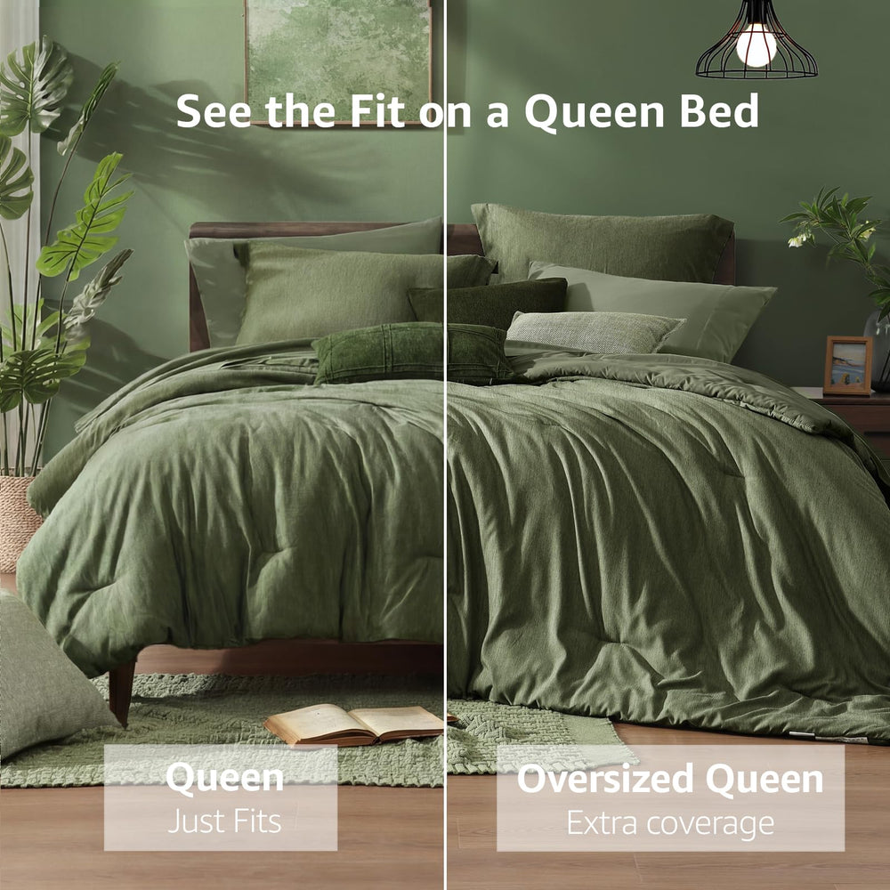 Monbix edredón queen colocado en cama mostrando loft y caída