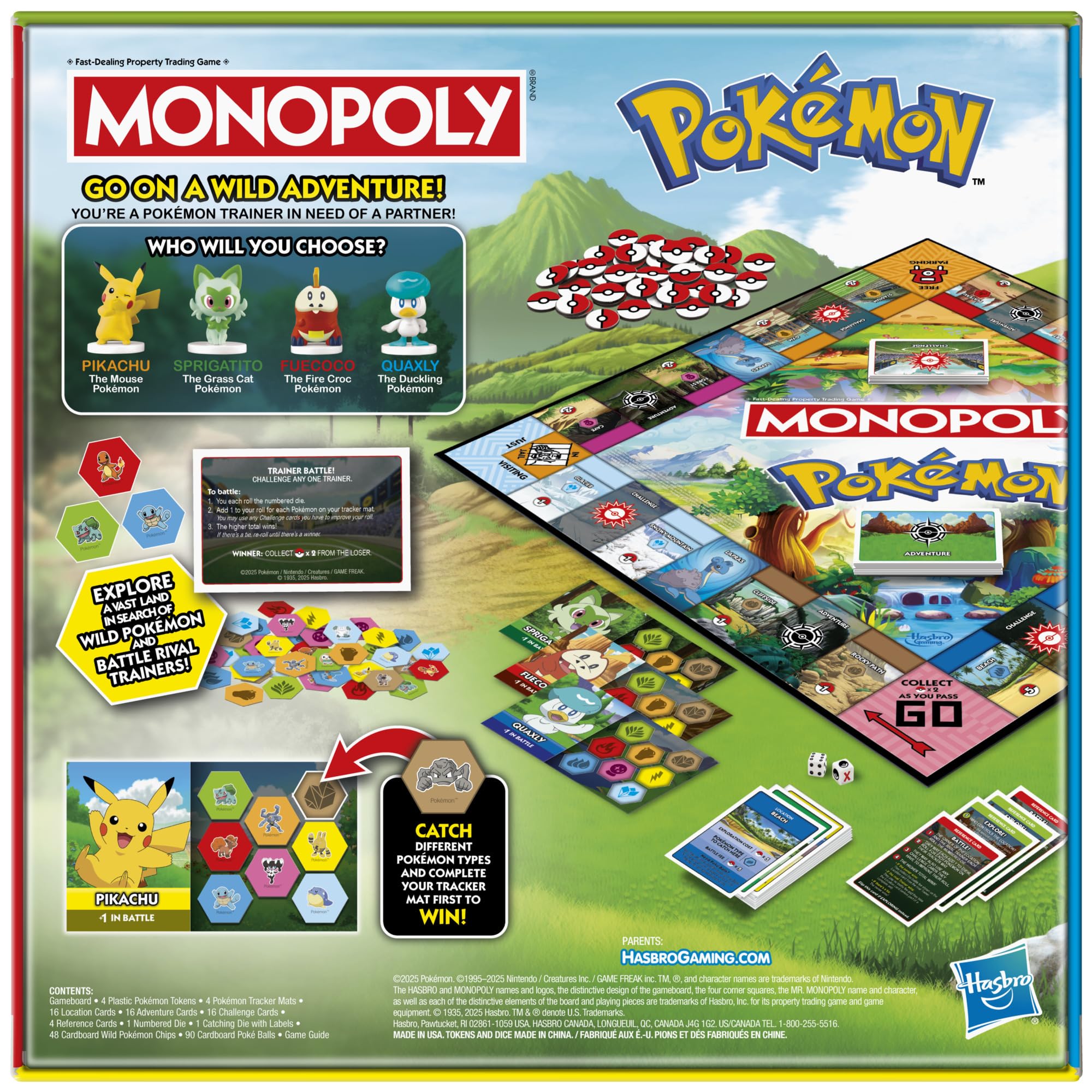 Monopoly fichas plásticas Sprigatito Fuecoco Quaxly Pikachu, beneficio: piezas coleccionables
