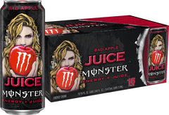 Monster Bad Apple vista frontal del pack de 15 latas, conveniente para eventos