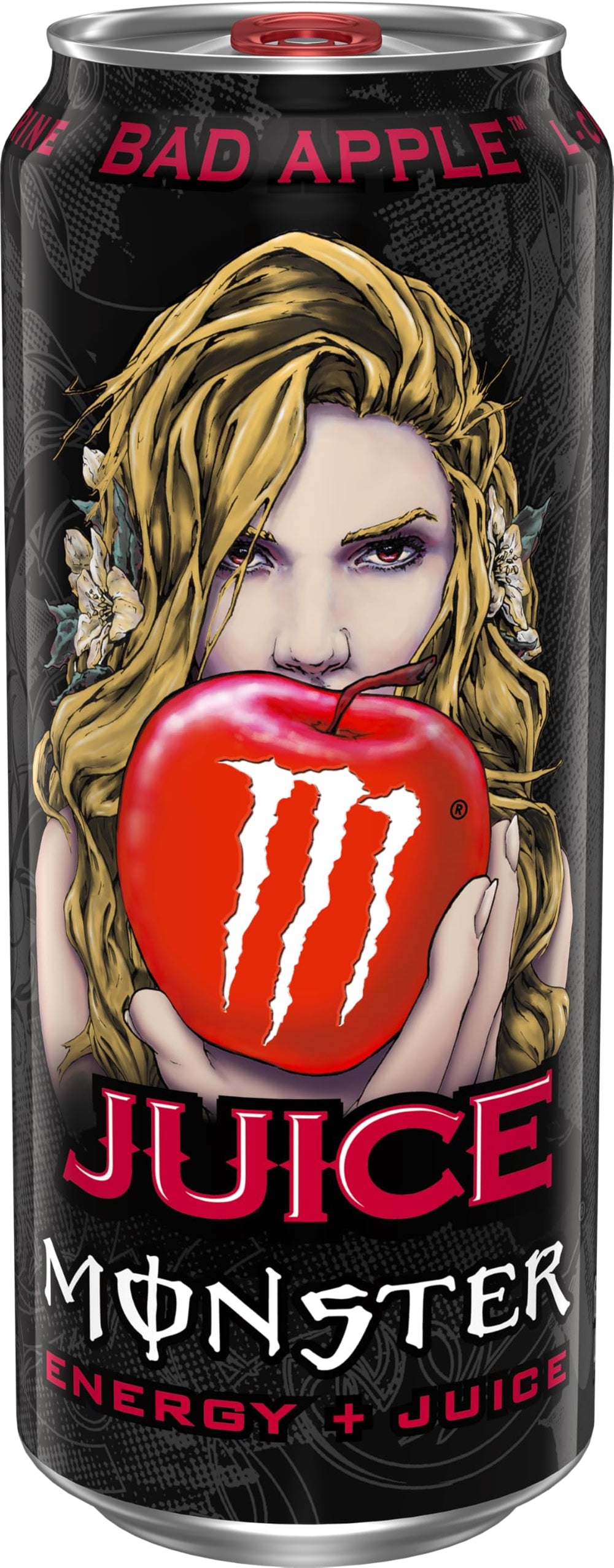 Vertido en vaso de Monster Bad Apple realzando su sabor de manzana seca