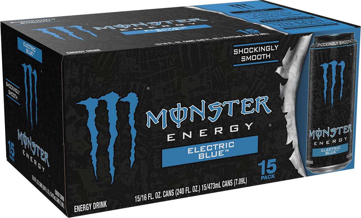 Monster primer plano del líquido Electric Blue mostrando textura y color vibrante