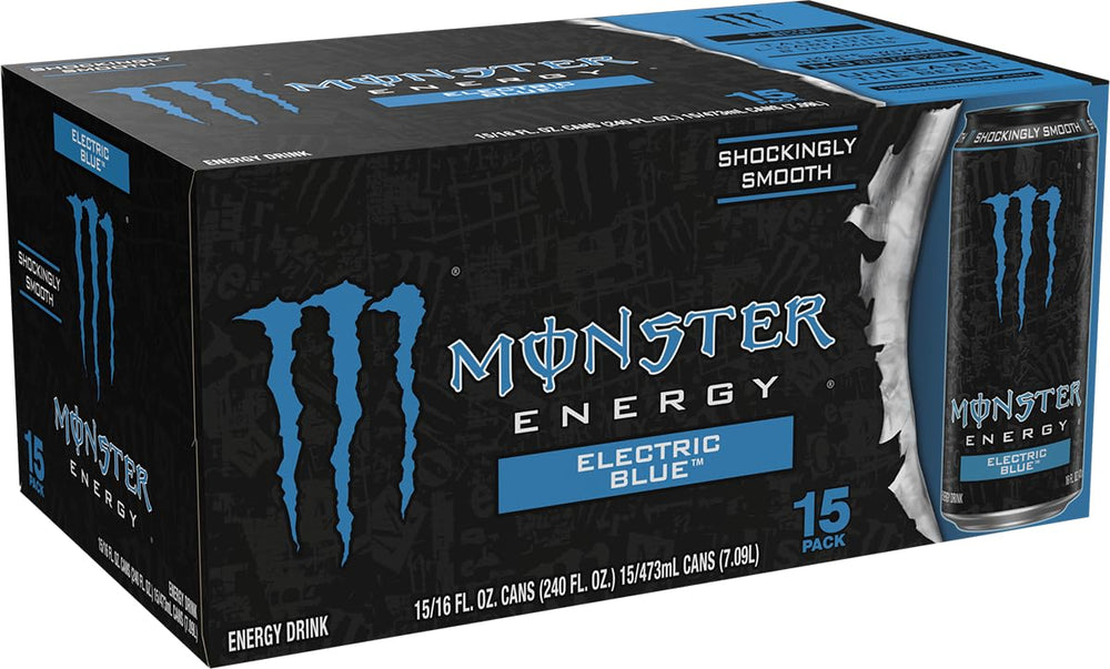 Monster primer plano del líquido Electric Blue mostrando textura y color vibrante
