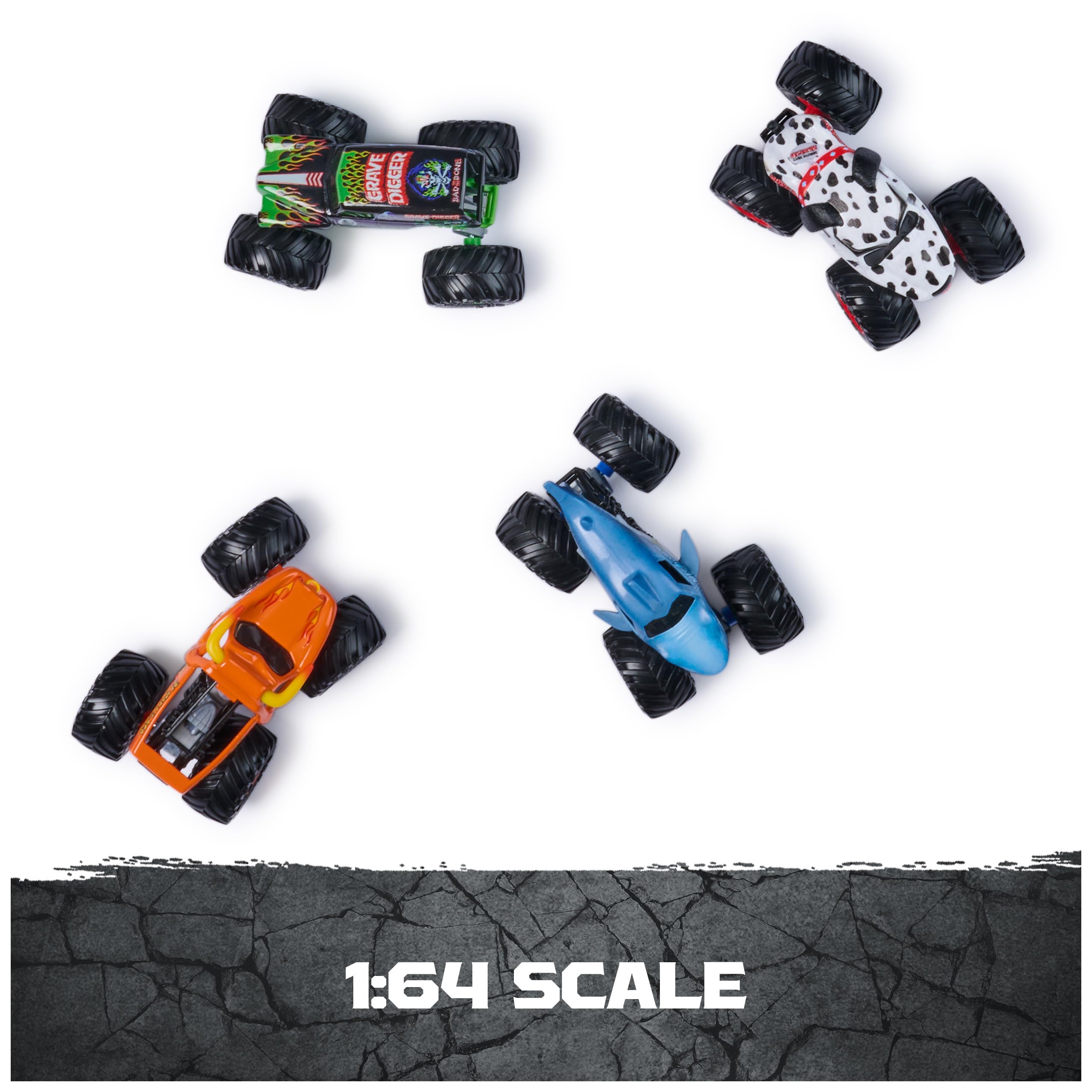 Monster Jam Dalmatian ruedas translúcidas y llantas BKT oficiales, efecto visual