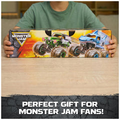 Monster Jam Grave Digger vista lateral mostrando carrocería y suspensión visible
