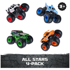 Monster Jam Megalodon primer plano, detalle metálico y gráficos llamativos