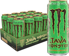 Monster lata frontal mostrando la etiqueta y beneficio de café cremoso con energía