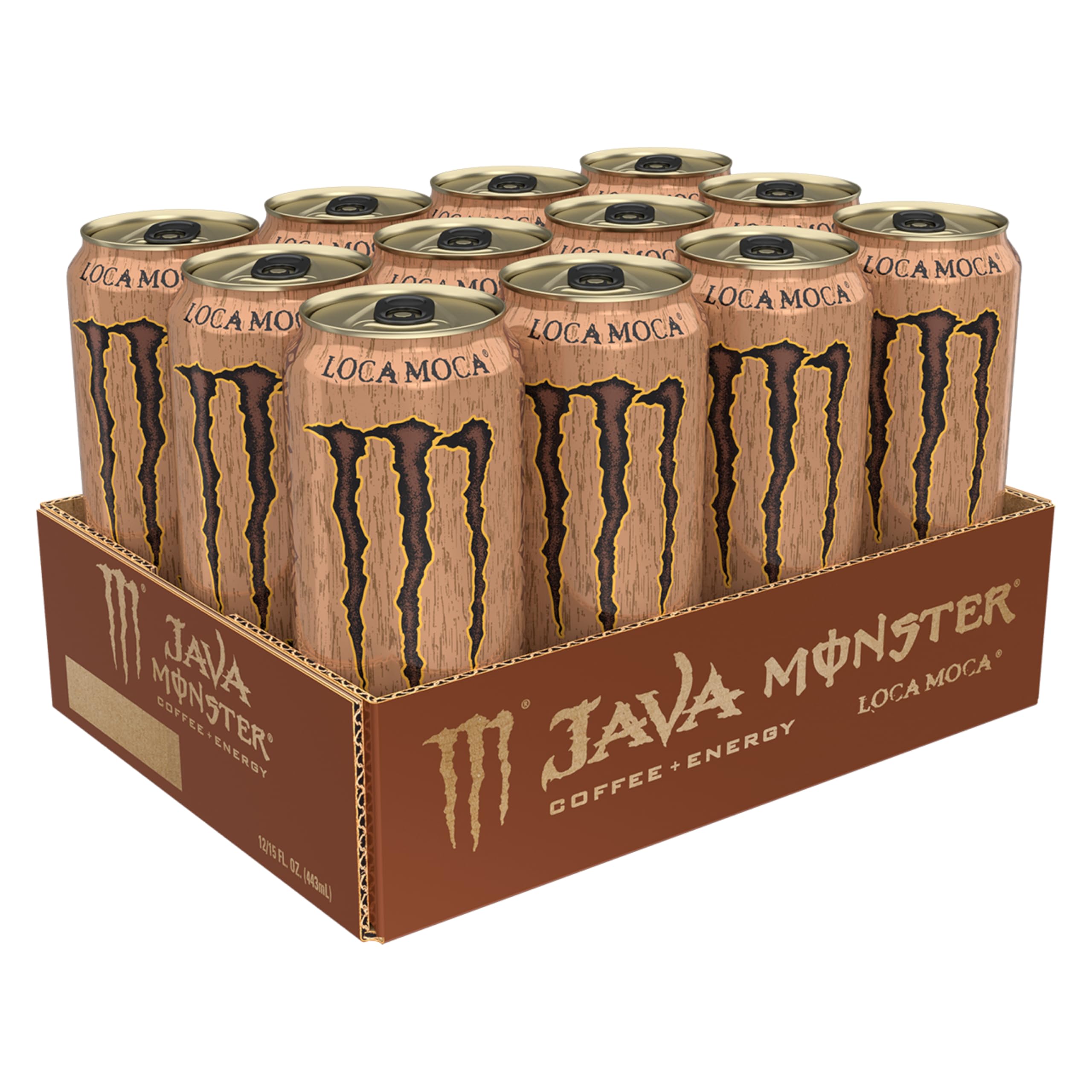 Monster Java Loca Moca etiqueta con ingredientes y certificación kosher visible