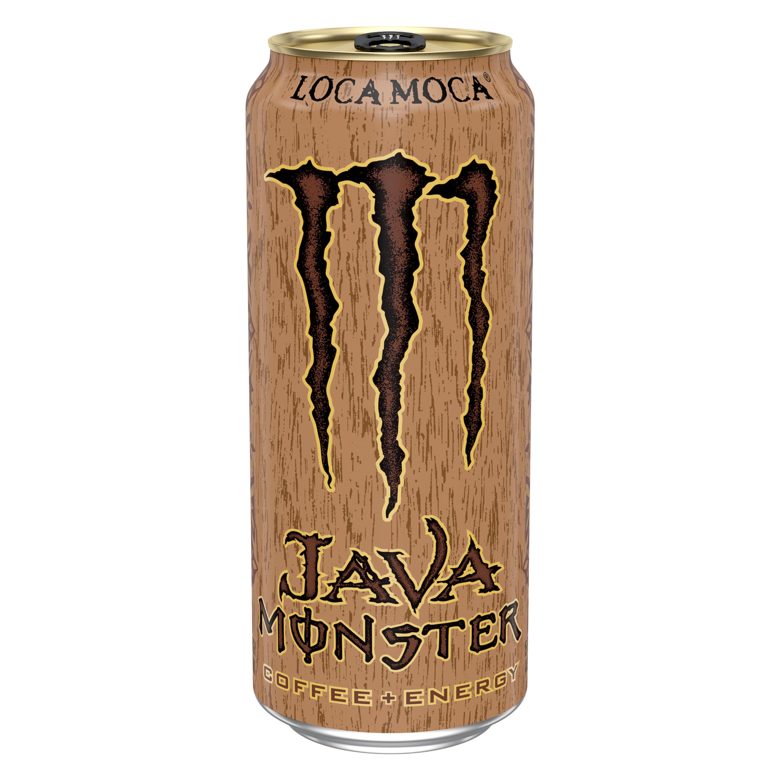 Monster Java Loca Moca vertido en vaso mostrando crema y textura agradable