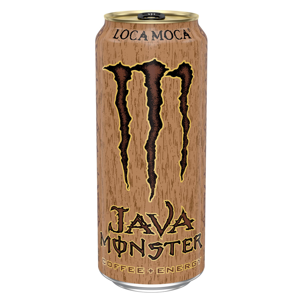 Monster Java Loca Moca vertido en vaso mostrando crema y textura agradable