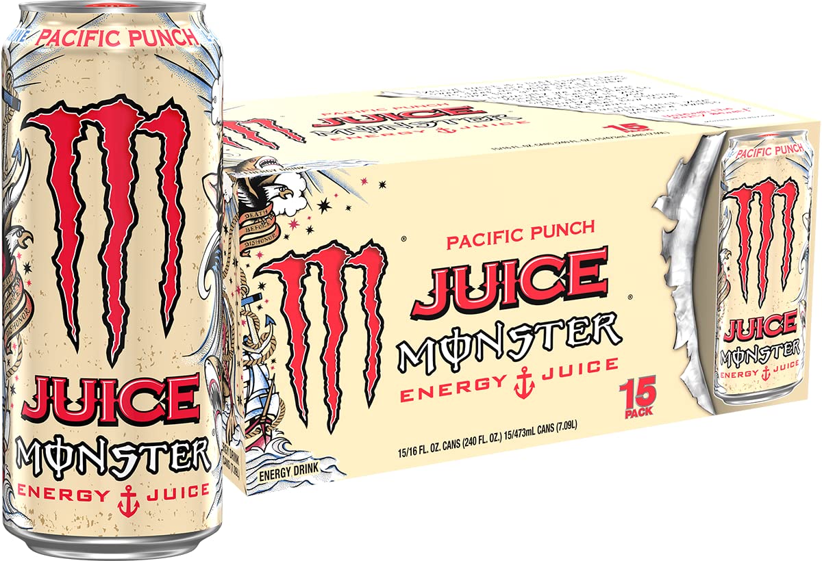 Monster Pacific Punch vista frontal de la lata mostrando diseño y tamaño, ideal para elegir en tienda