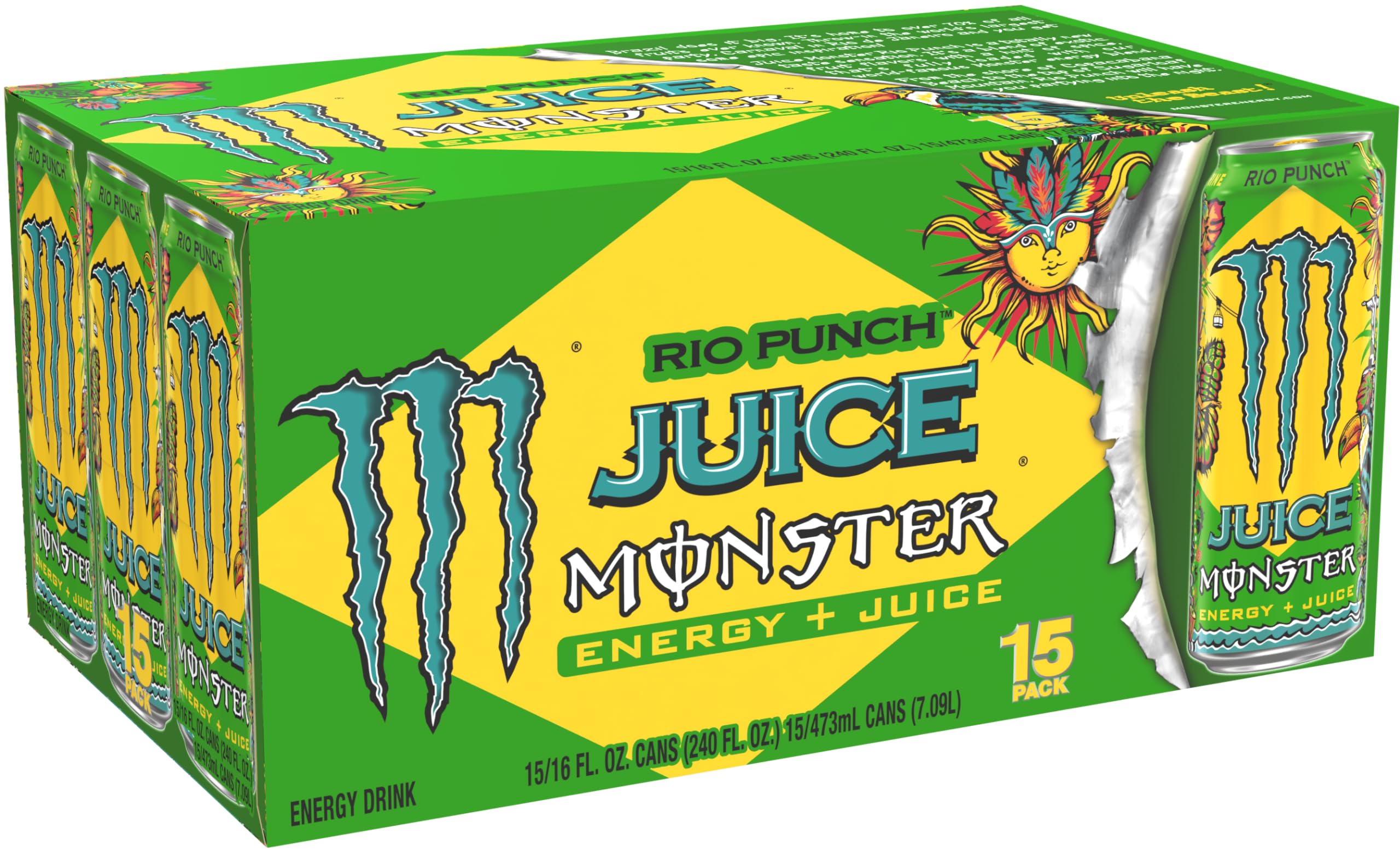 Monster Rio Punch primer plano de textura mostrando jugo y color intenso