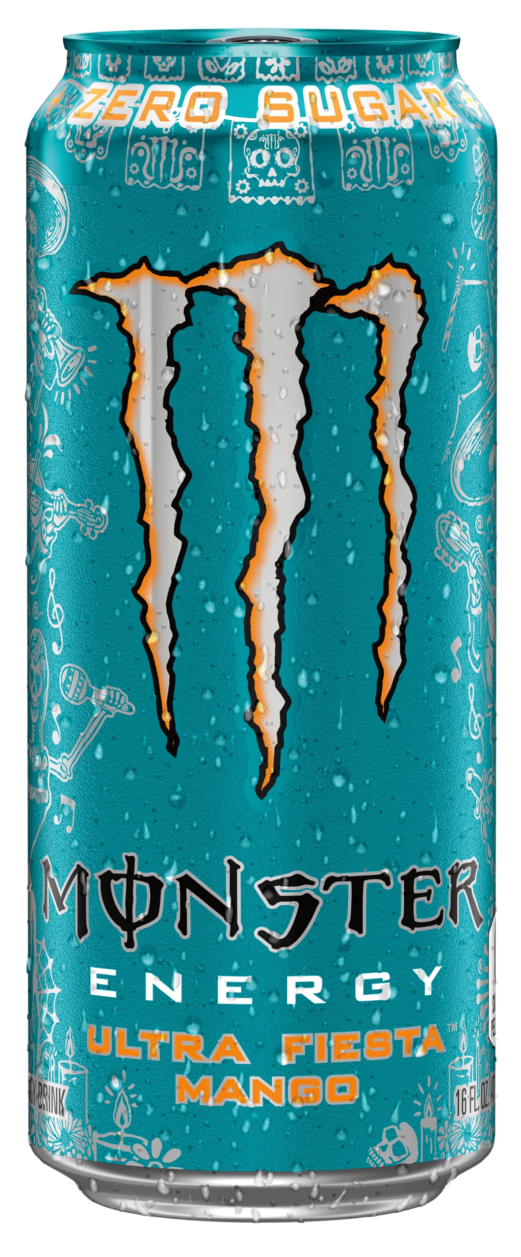 Monster Ultra Fiesta Mango detalle del acabado de la lata y etiqueta clara que destaca sabor