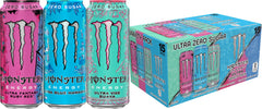 Monster Ultra pack frente mostrando latas y sabores, práctico para abastecer eventos