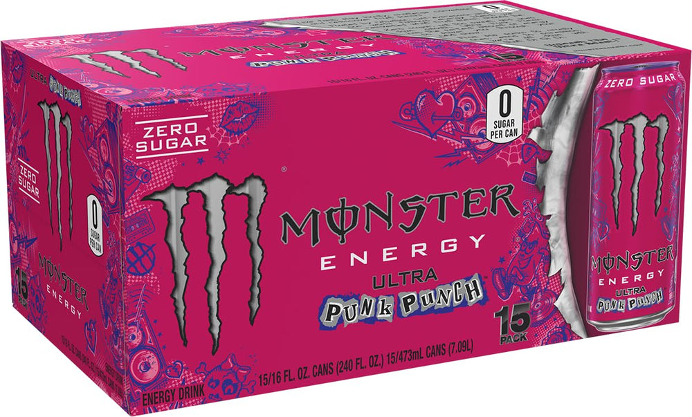 Monster Ultra Punk Punch detalle de etiqueta y textura, diseño llamativo