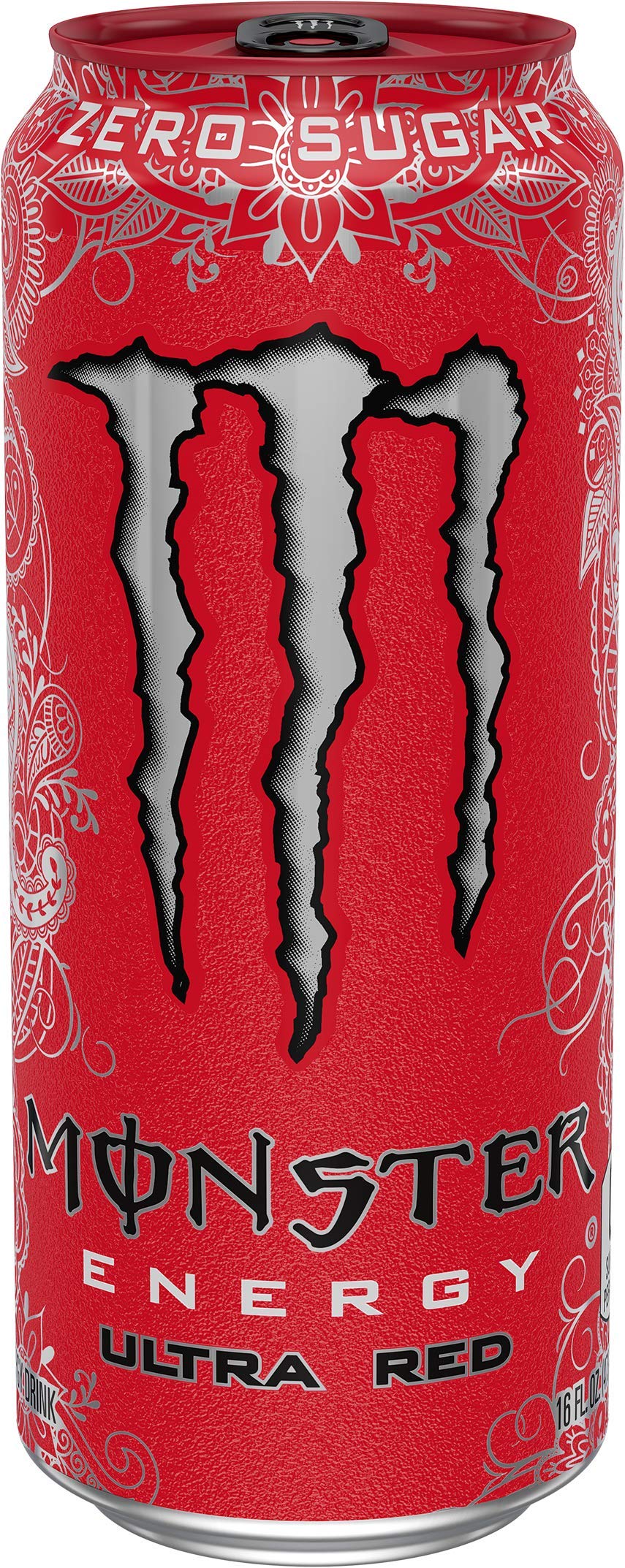Detalle de la lata Monster Ultra Red enfocando textura y etiqueta clara