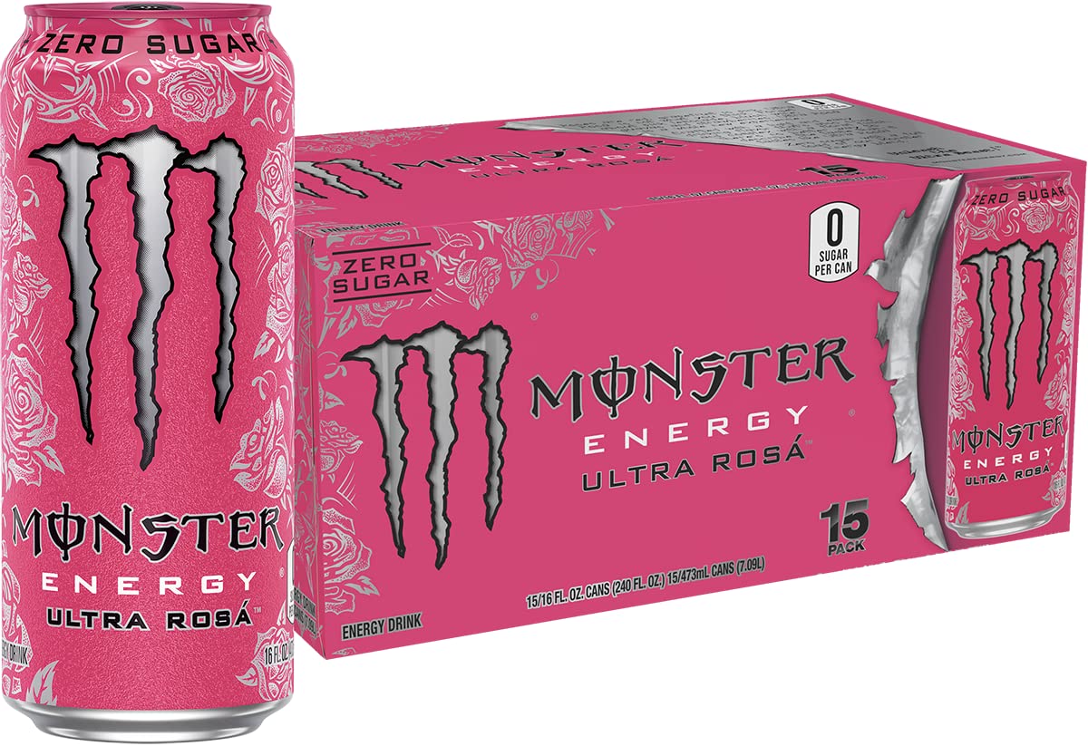 Monster lata frontal Ultra Rosa mostrando diseño y beneficio refrescante