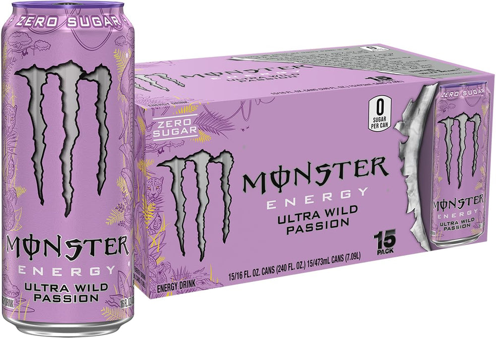 Monster Ultra Wild Passion vista frontal mostrando etiqueta y diseño vibrante