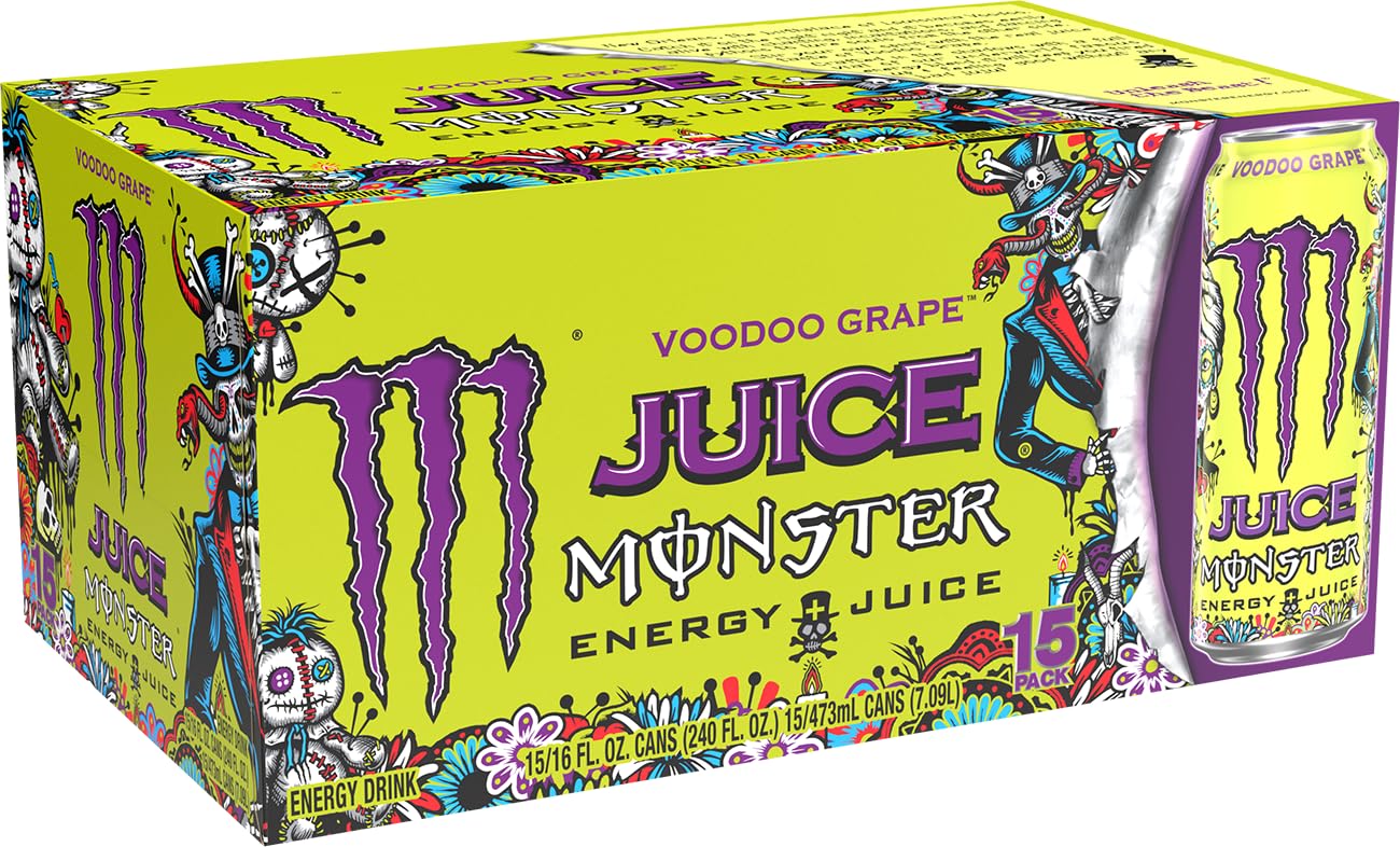 Detalle textura de la lata Monster y gotas que sugieren jugo real