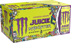 Detalle textura de la lata Monster y gotas que sugieren jugo real