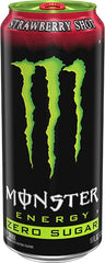 Monster lata abierta junto a una persona bebiendo, revitaliza sin calorías