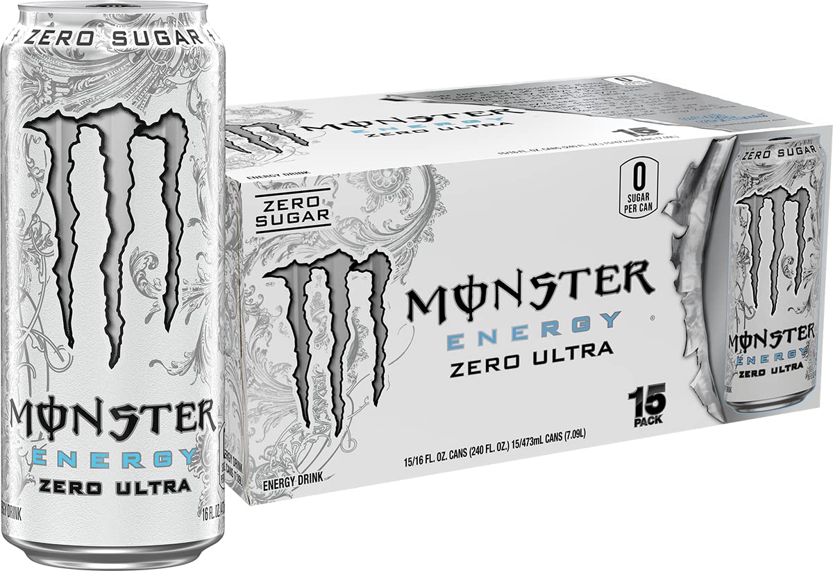 Monster Zero Ultra lata frontal mostrando el diseño blanco y beneficios refrescantes